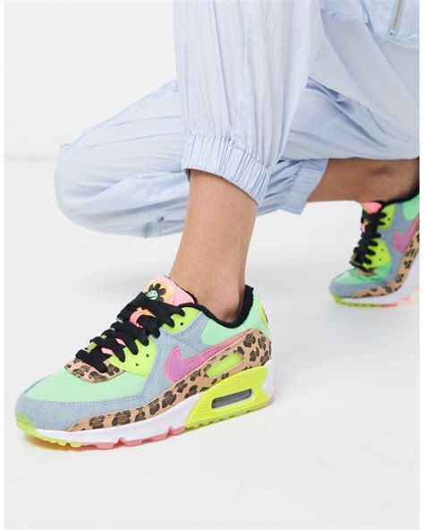 nike air max 90 - neon sneakers met luipaardprint